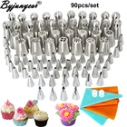 90 шт. сопла из нержавеющей стали тюльпан глазурь Трубопроводы Сопла шаровая Кондитерская Набор для украшения торта инструмент для поделок из сахара CS096