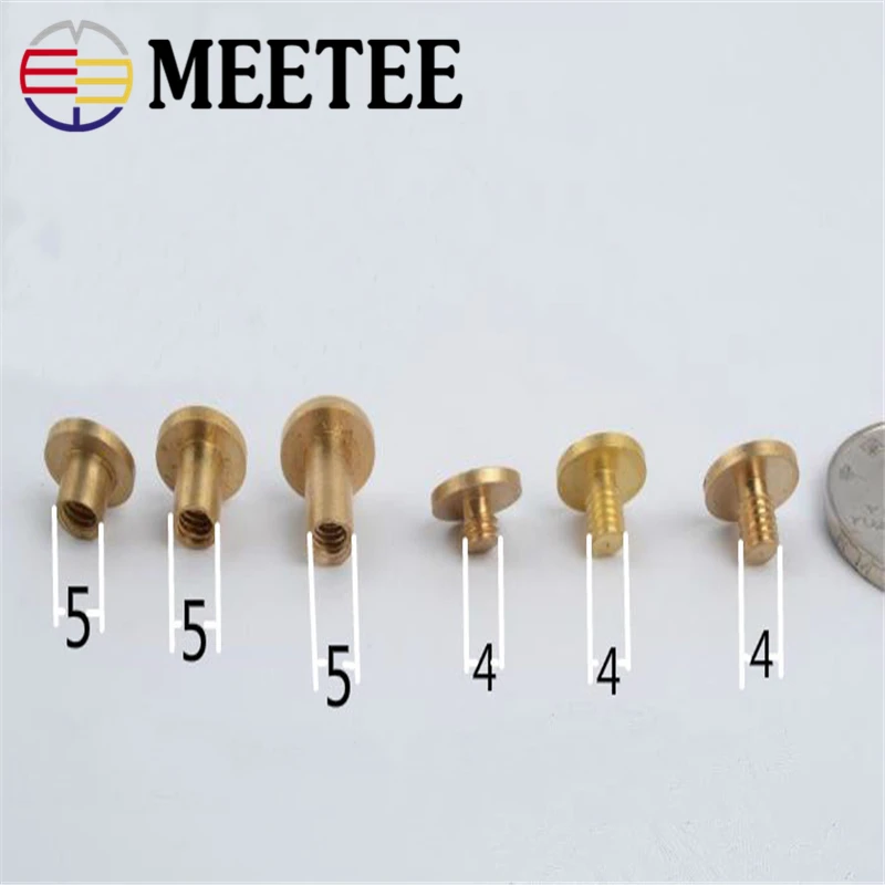 10 шт. Meetee Твердые Латунные Пряжки для ногтей металлические заклепки сумки