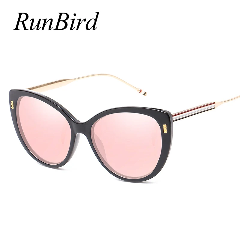 RunBird трендовые Для женщин солнцезащитные очки &quotкошачий глаз&quot металлическая