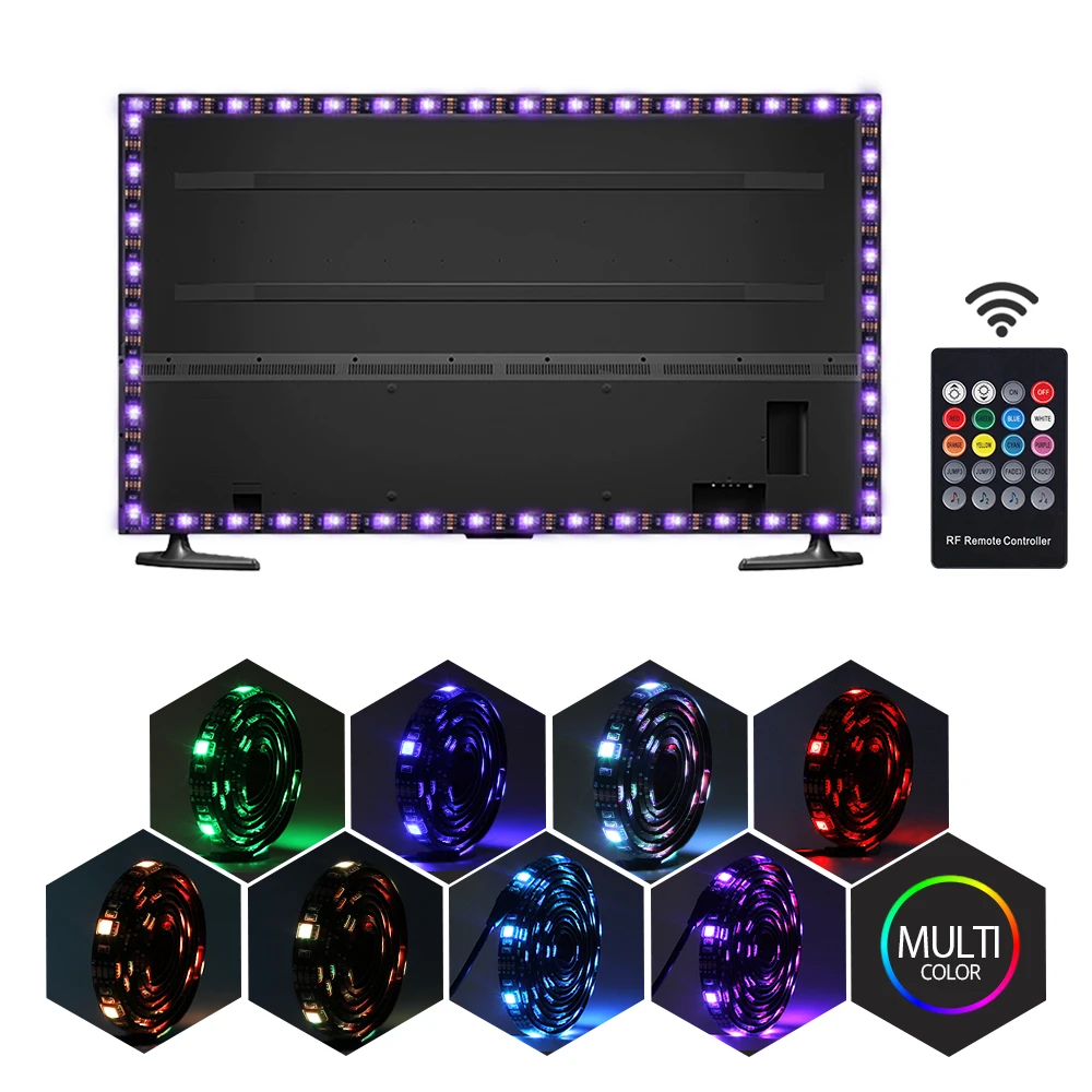 USB Светодиодная лента с RF дистанционное управление музыкой RGB Гибкая полоса света