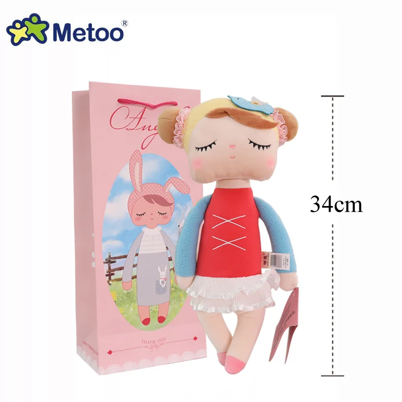 34cm ballet with bag Metoo Анжела кукла в виде плюшевого кролика с бумага Подарочный мешок коробку мягкие животные игрушечные лошадки олень балетные костюмы куклы для сна Дети день рожден - Цвет: 34cm ballet with bag