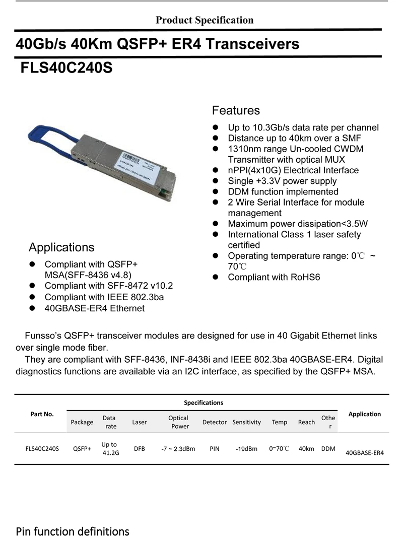 40G трансивер QSFP 40 км 40G QSFP ER4 волокна трансивер волоконный модуль