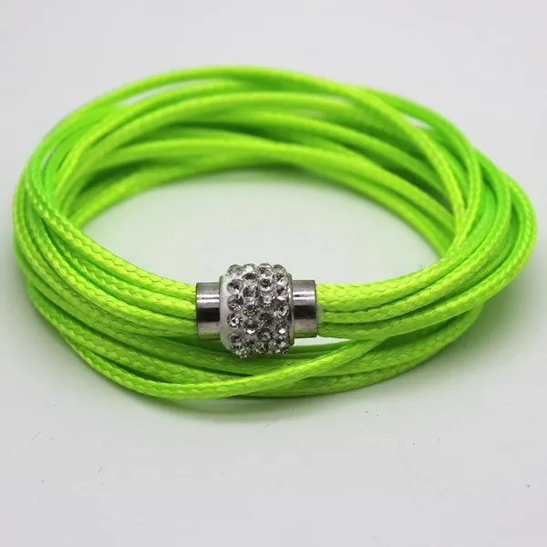 color as picture 1 шт. Pulseiras Femininas Многослойная Веревка Цепь магнитные хрустальные браслеты из бусин Пряжка кожаная обертка - Окраска металла: color as picture