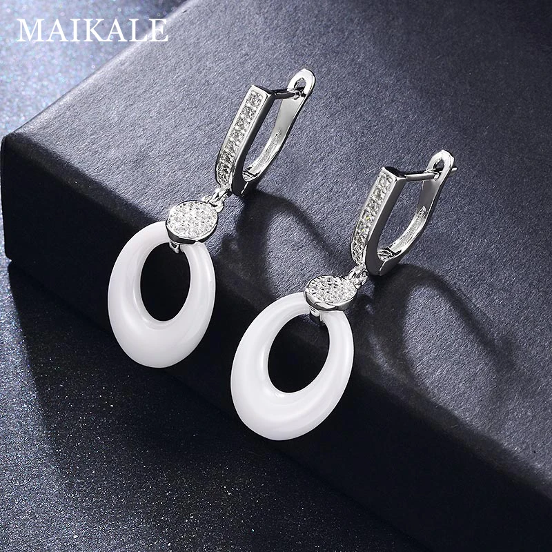 MAIKALE, классические круглые висячие серьги, маленькие кубические циркониевые покрытые золотом и серебром корейские серьги для женщин, подарок другу