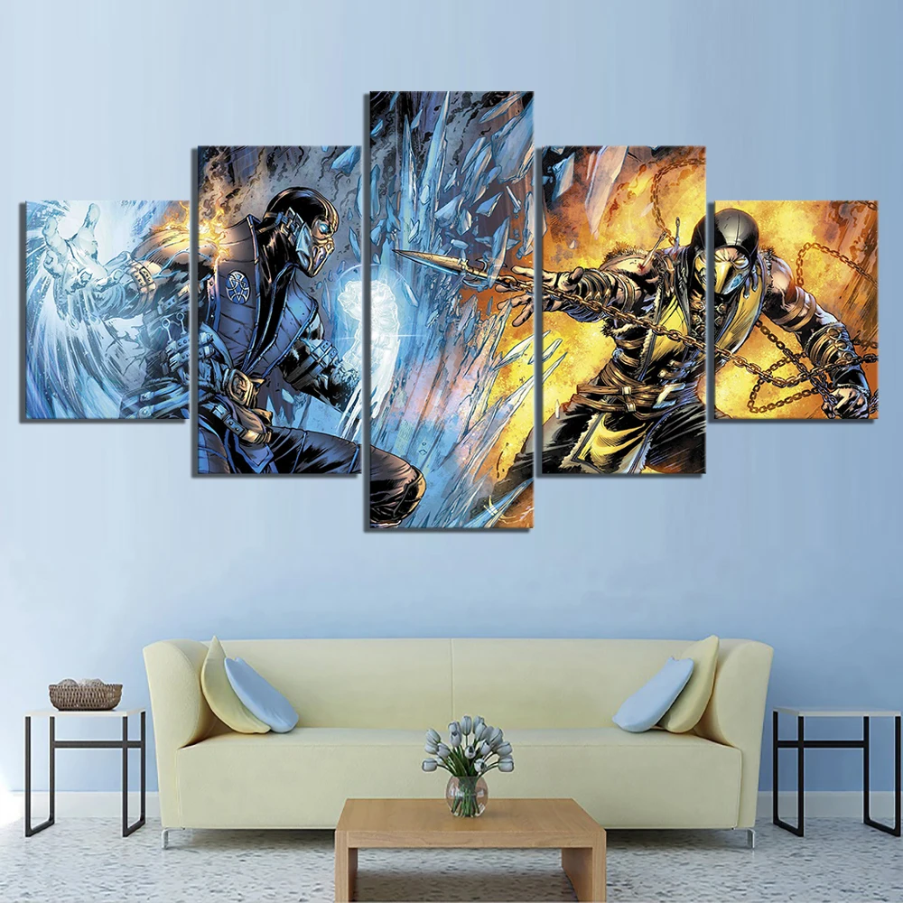 5 шт. мультяшные картины картина из игры Mortal Kombat плакаты постеры холст искусство