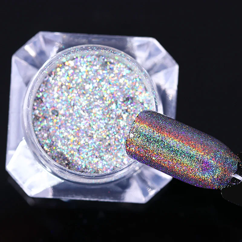 BORN PRETTY Galaxy голографический блестящий для ногтей Лазерная Голография для ногтей блестки пайетки пигментная пудра для дизайна ногтей пыль 0,2 г 0,5 г на выбор