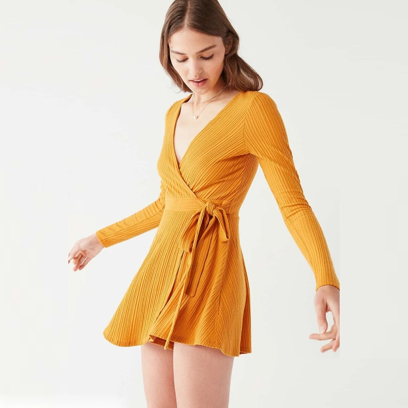 Комбинезоны с длинными рукавами v образным вырезом короткие девушка playsuit