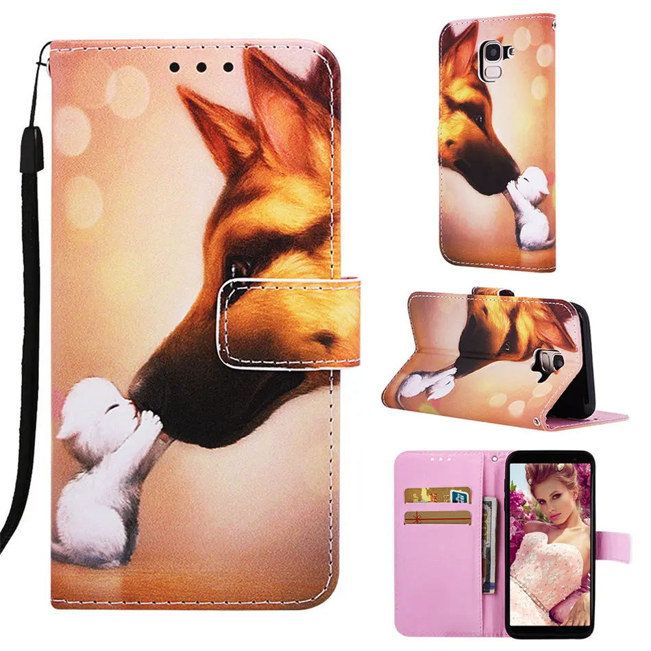 Для Fundas samsung Galaxy M10 M20 M30 S8 J6 плюс A10 A10E A20E A20 A30 A40 A50 A70 чехол с откидной крышкой с отделением для карт с милый тонкий кожаный чехол-книжка чехол DP03D
