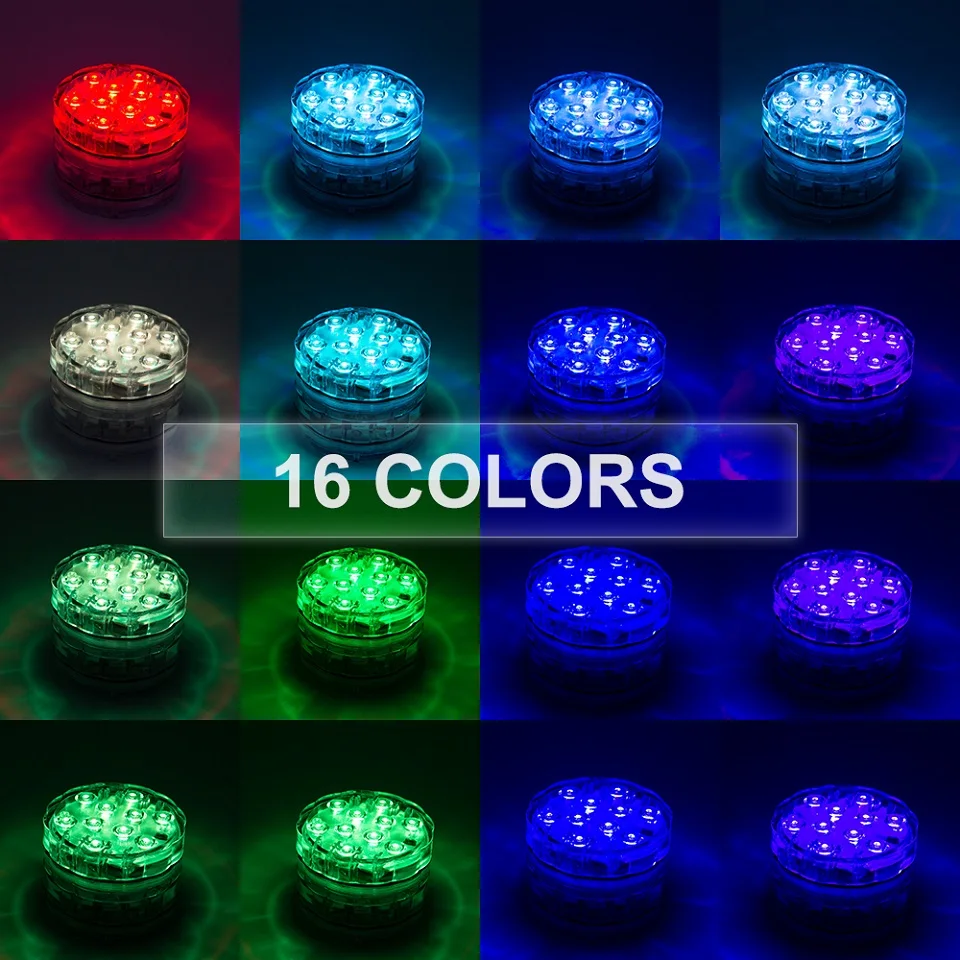 Погружной RGB светильник с дистанционным управлением 10 светодиодов питание от