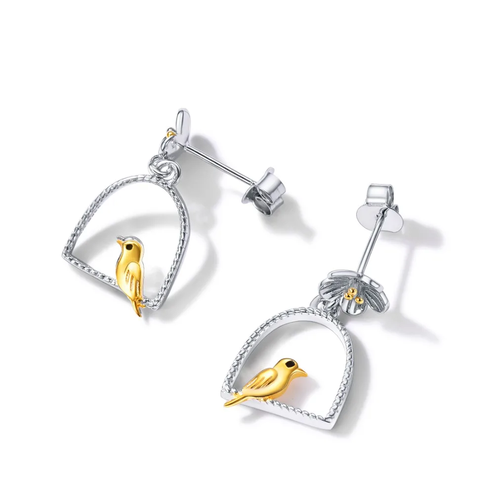 U7 Real 925 Sterling Silver Creative Animal Jewelry Cat/ Bird sit in the Garden Drop Earrings for Women Girl Brincos Femme SC279 | Украшения