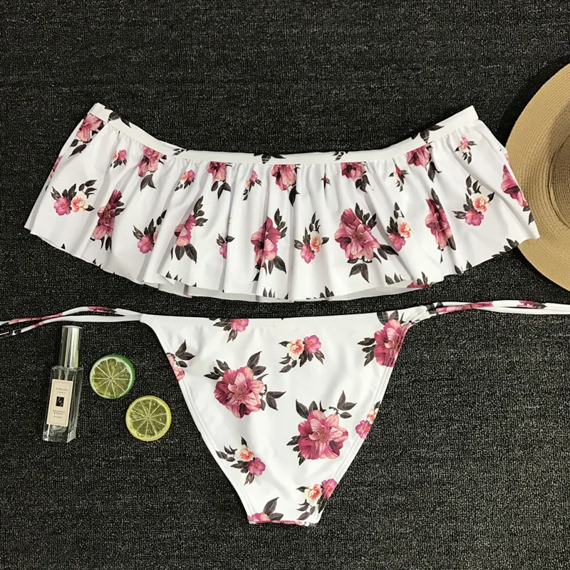 Купальные костюмы купальный комплект бикини одежда для плавания с цветочным