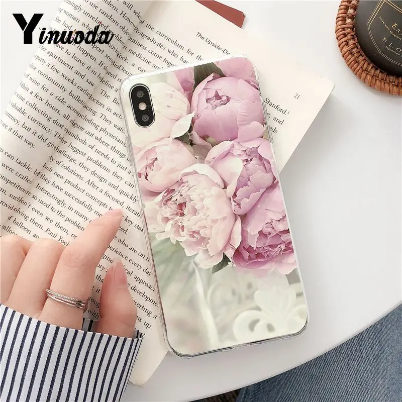 Yinuoda розовый пионы чехол для телефона iPhone 8 7 6 6S Plus 5 5S SE XR X XS MAX Fundas