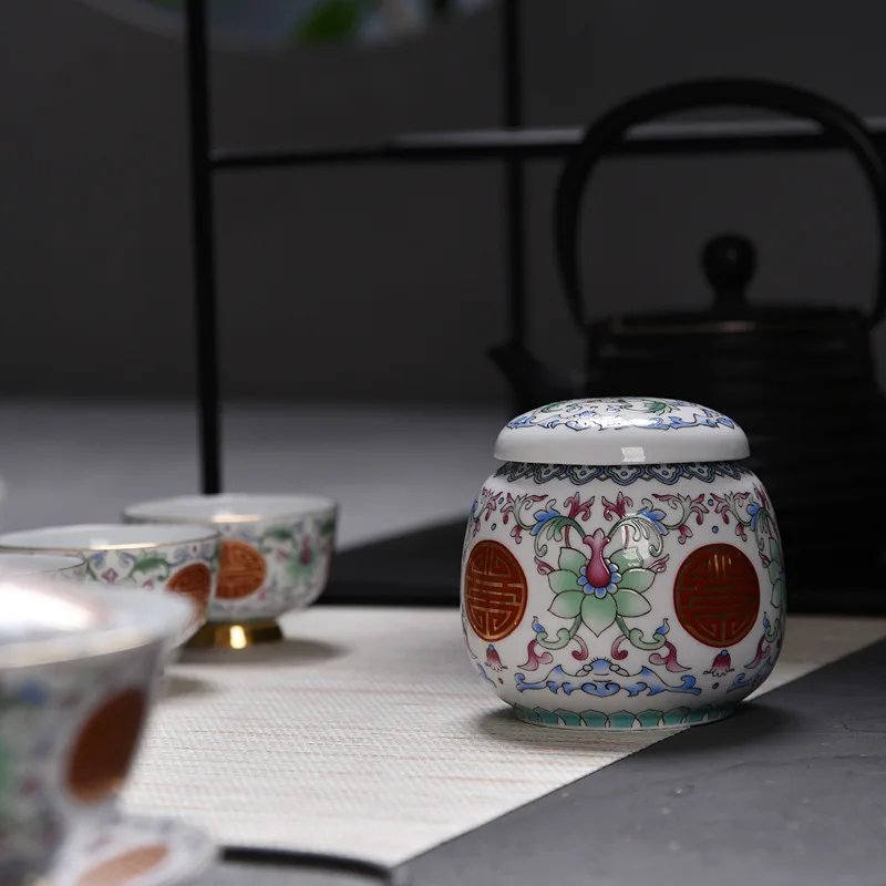 Керамические чайные банки в стиле ретро с крышкой эмалированные мини для чая