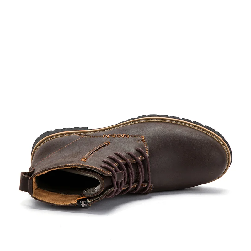 Молодежный тренд мужские высокие ботинки на шнуровке с круглым носком