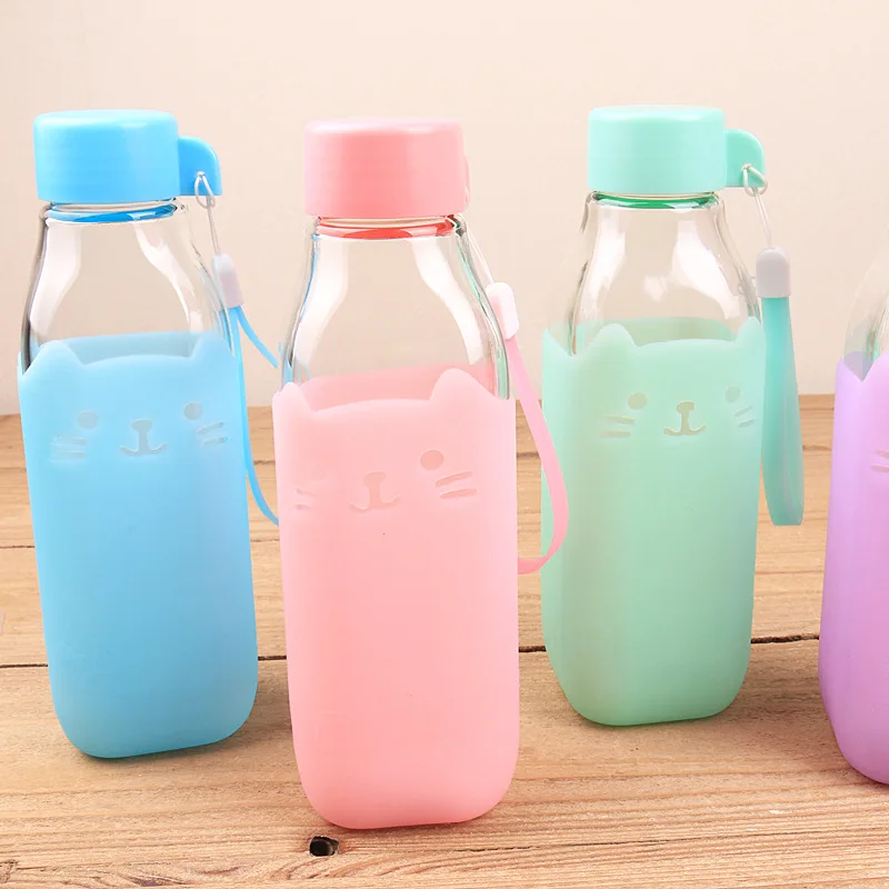 Стеклянная бутылка конфетного цвета силиконовая оригинальная Экологически