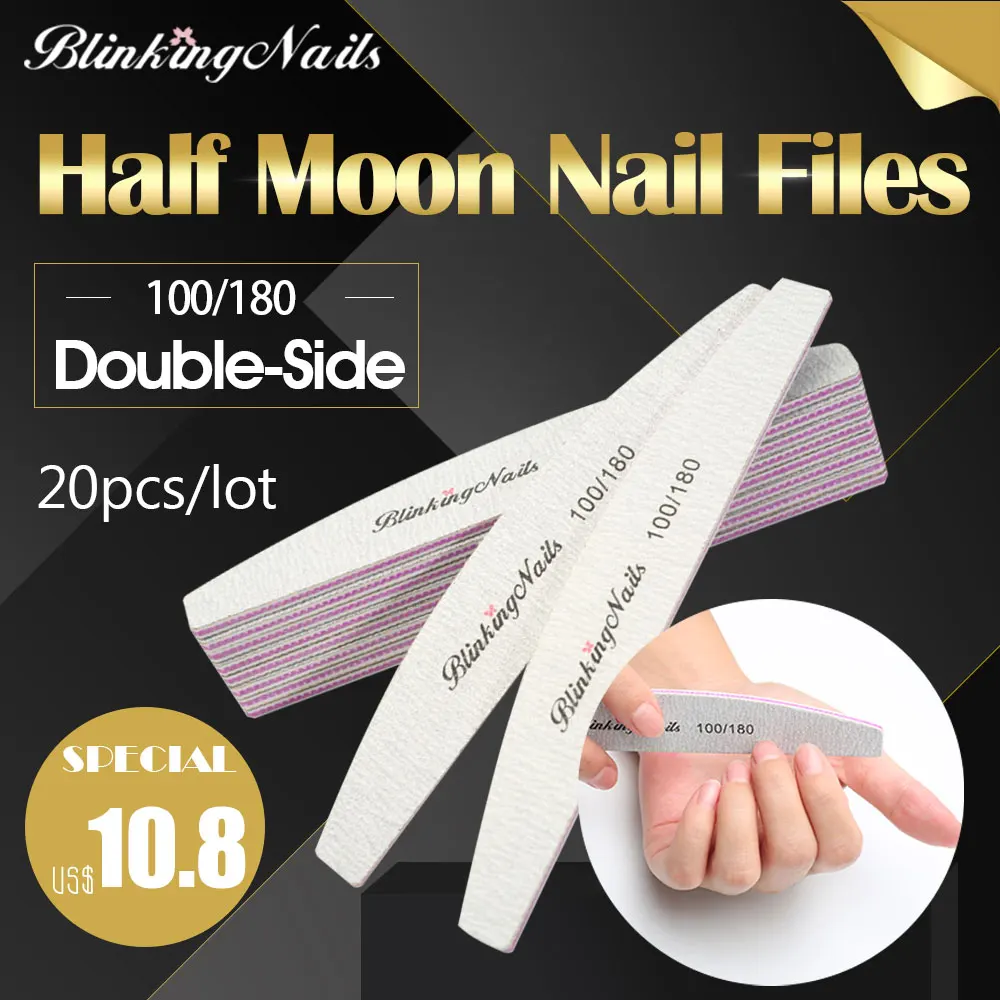 BlinkingNails 20 шт./лот одноразовые пилки для маникюра ногтей профессиональные 100/180