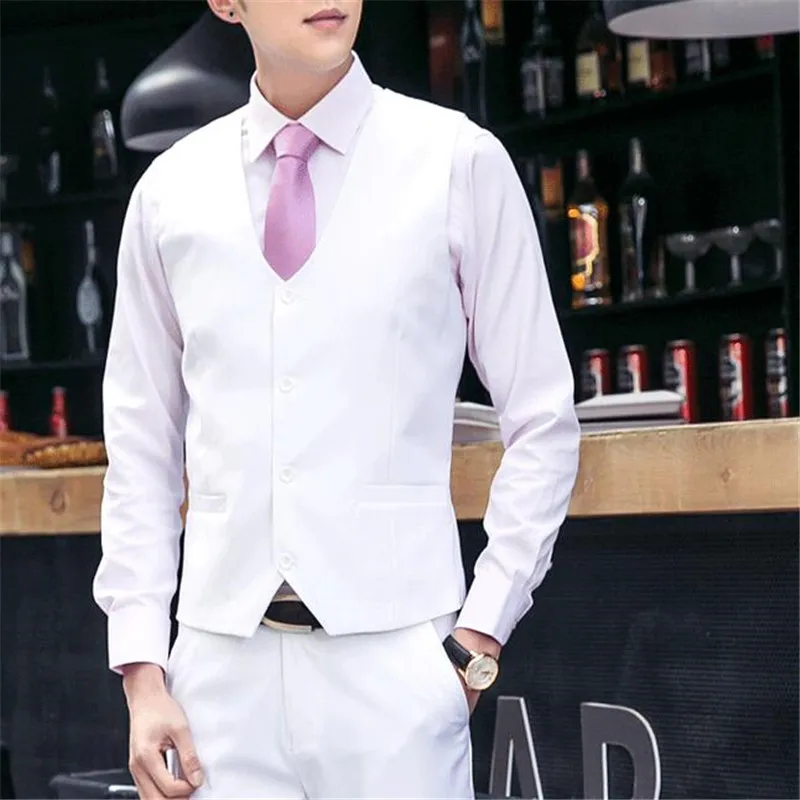 Платье жилет для мужчин белый черный свадьбы вечеринки 2018 лето осень бизнеса