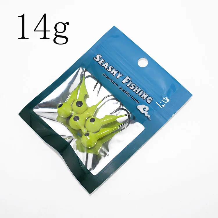 5 шт./лот, крючок для ловли карпа, 2 г, 3,5 г, 5 г, 7 г, 10 г, 12 г, 14 г, приманка для ловли карпа, глубокая вода, пуля, Техасский рыболовный крючок, красный - Цвет: 14g yellow