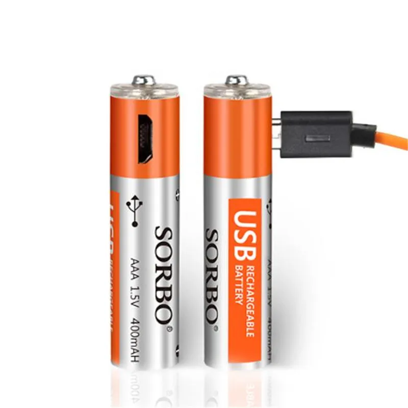 2 шт. SORBO 1 5 V 400mAh перезаряжаемая батарея AAA с 4 в зарядным кабелем для