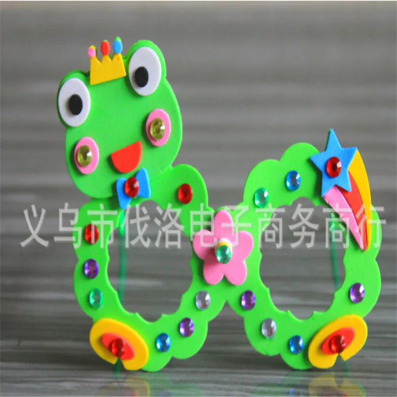 10pcs/set DIY Handmade Cartoon animal Glasses 3D Eva Stickers Educational Toys For Kids Birthday Party Gift baby puzzles toy | Игрушки и