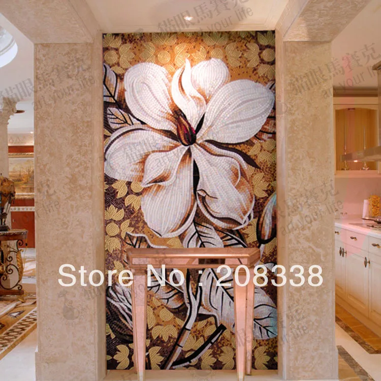 Великолепные Цветы стеклянная мозаика настенное росписи|wall mural|art wallmural wall art |