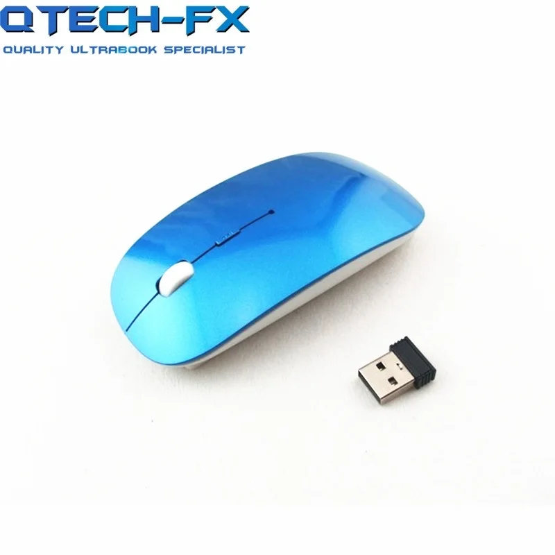 Ультратонкая Беспроводная usb-мышь 2,4G 6 цветов - Цвет: Синий