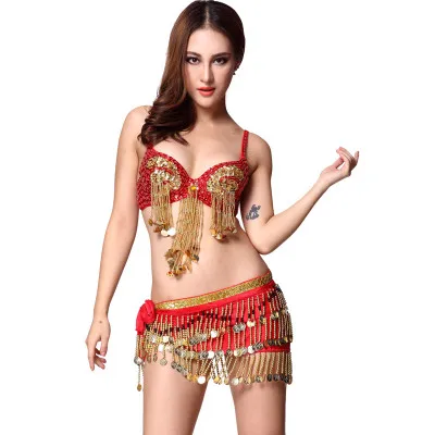 Женский костюм для танца живота пикантный бюстгальтер с бахромой и блестками +