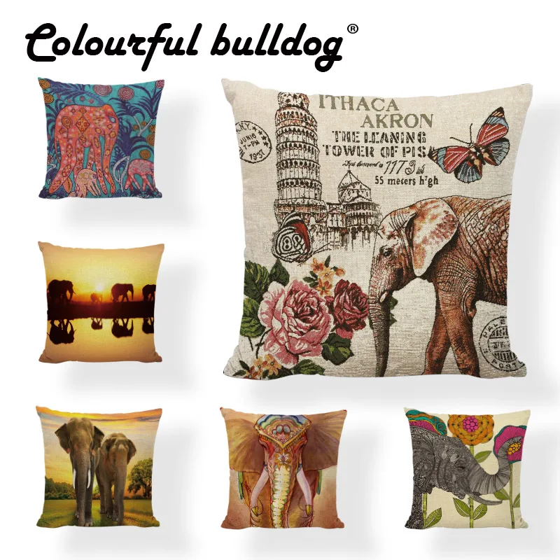 Геометрический Индийский Слон Мандала статуя розы наволочка 17*17 дюймов