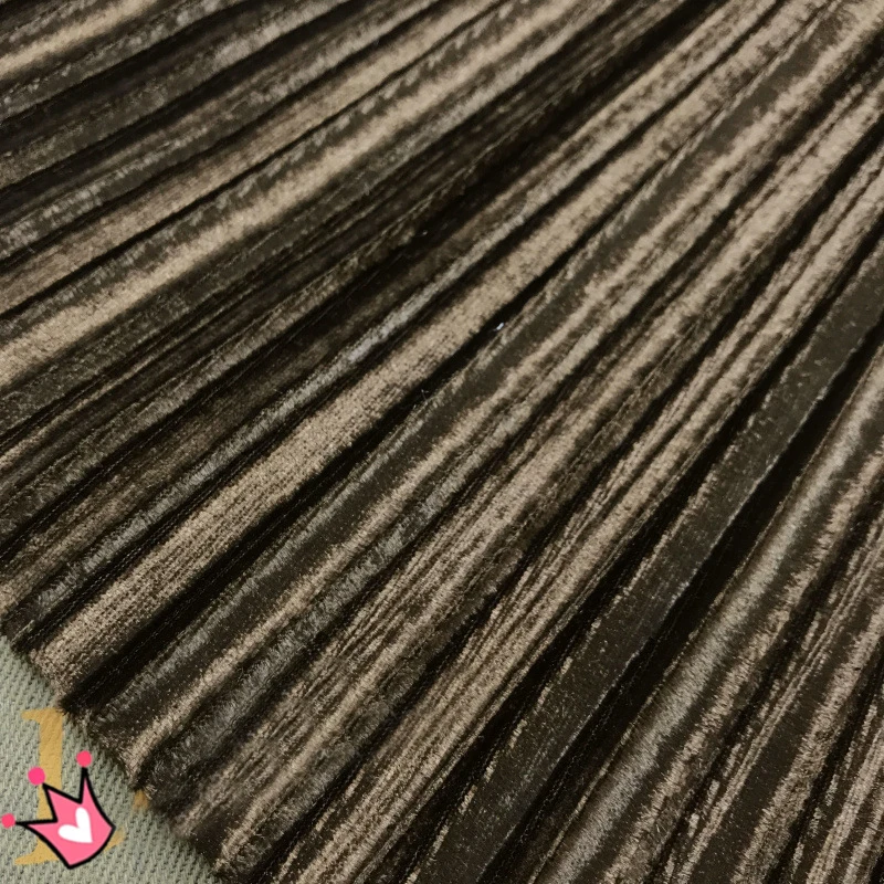 

3 meters 150cm 59.05" width dark brown pleated accordion pleuche fabric for Autumn Winter skirt dress MM403