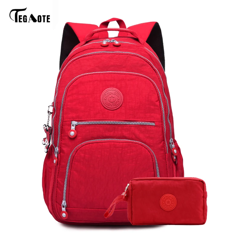 TEGAOTE 2 шт./компл. школьный рюкзак для девочек-подростков Mochila Feminina Для женщин рюкзаки нейлон Повседневное ноутбук чехол-сумка для телефона кошелек женский