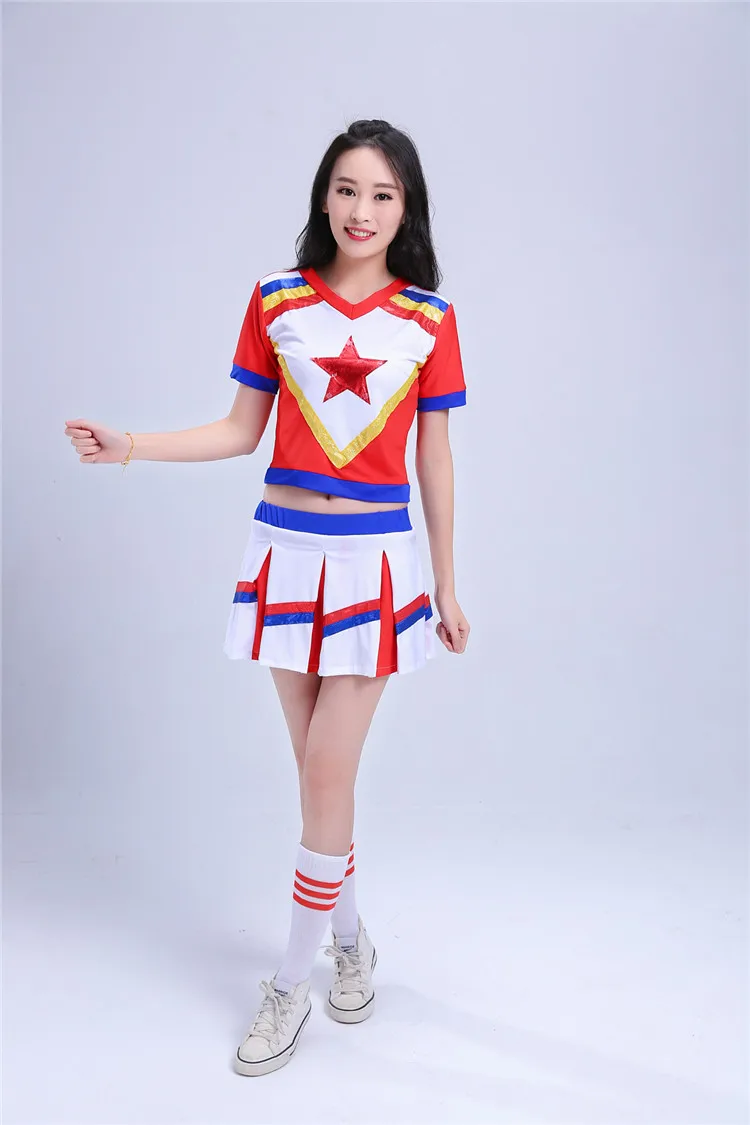 Одежда для чарлидинга женский костюм с коротким рукавом носком Прямая