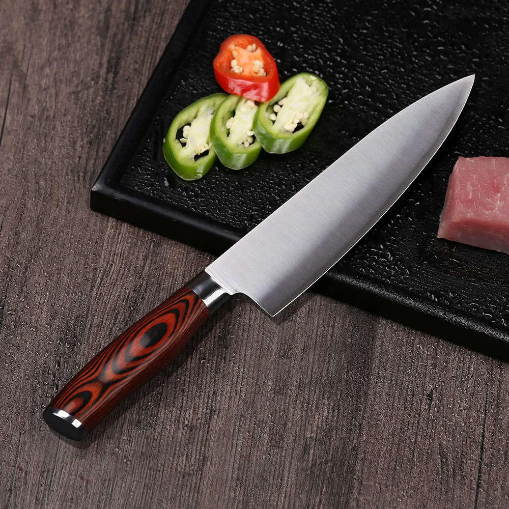TUOHE 8 &quotПрофессиональный кухонный нож очень острый 3 слоя 440C Нержавеющая сталь