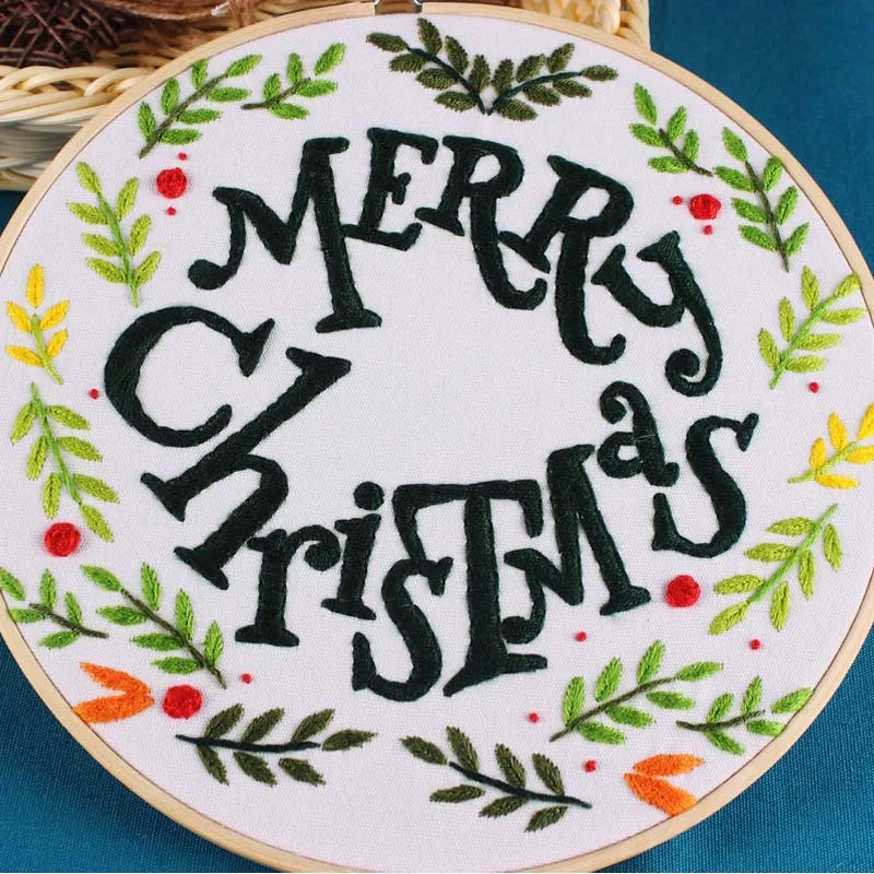 DIY Вышивка Merry Рождество Санта Клаус растения Cherry дерево ручной работы цветок