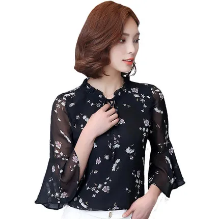 4XL 3XL женские блузки и топы 15 видов цветов Корейская шифоновая рубашка с принтом