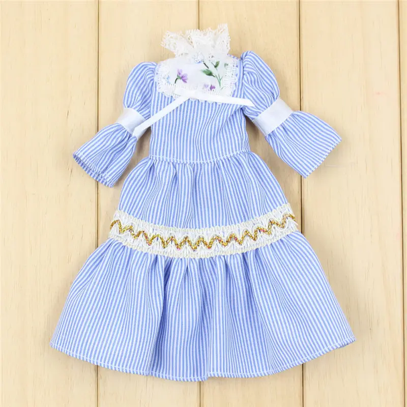 Наряд для куклы ICY Blyth, пышное платье с рукавами, узор в синюю полоску, элегантный костюм для 1/6, pullip jerryberry licca icy dbs doll - Цвет: Like the picture