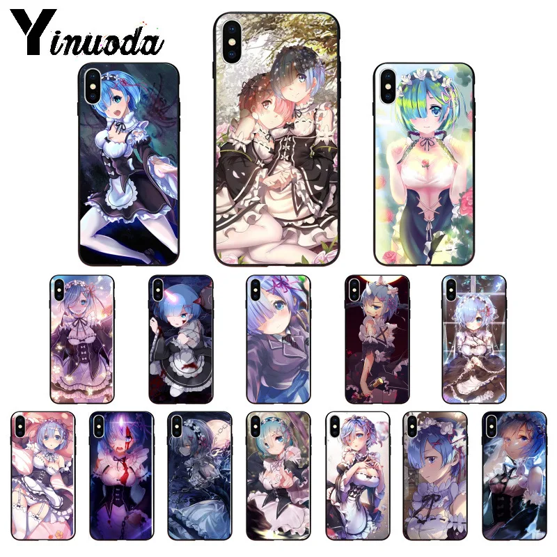 Yinuoda японский аниме RE ZERO Remu силиконовый мягкий ТПУ Черный чехол для телефона iPhone 8