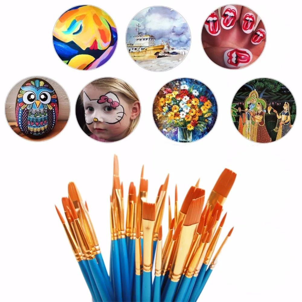 50 шт. акриловая кисть Набор для художника кисти волос масляная Акварельная набор