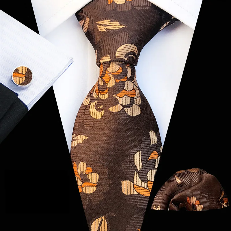 

New HOT SALE Paisley Gentleman Tie Fashion Men's Tie Pocket Towel Cuffs Three Sets Trendy Personality Embroidery Floral Suit Tie