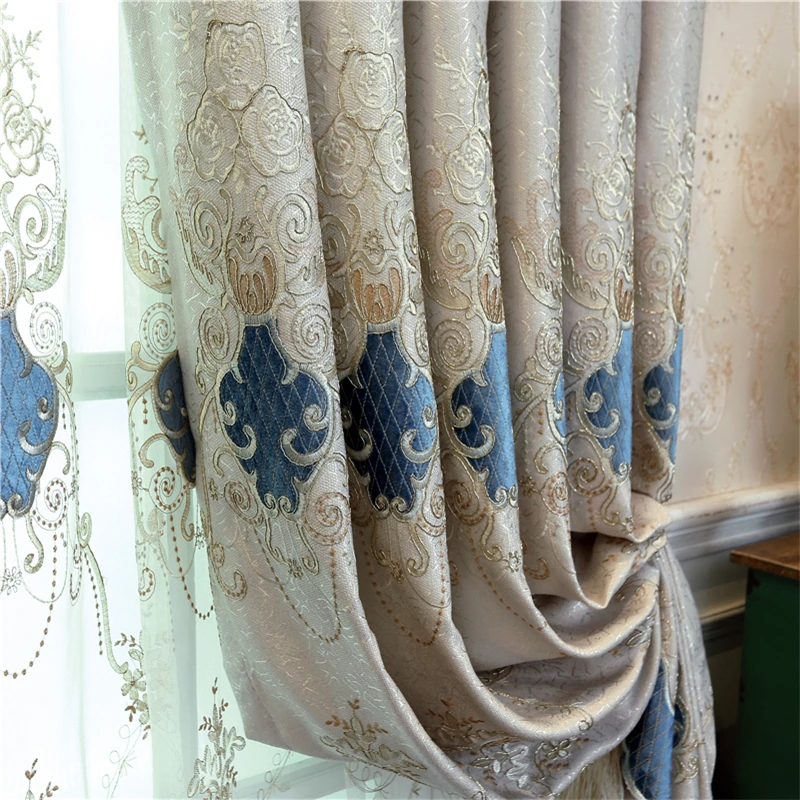 High Quality European Embroidered Villa French Window Blackout Curtains for Living Room Classic Luxury Flat Curtain Bedroom | Дом и сад