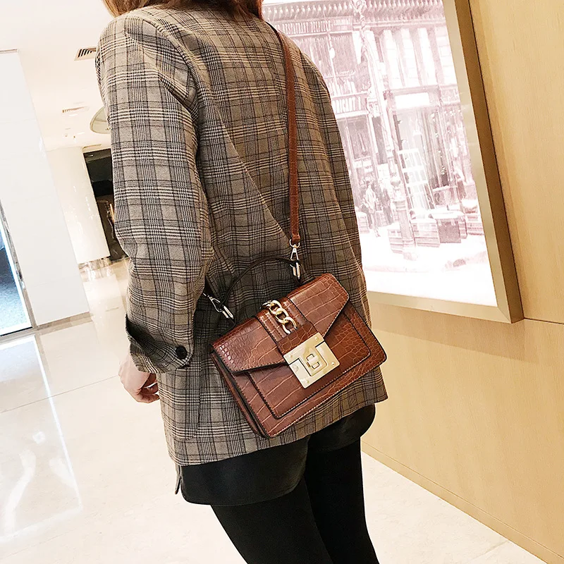 Женская сумка через плечо из искусственной кожи с узором Крокодила на цепочке