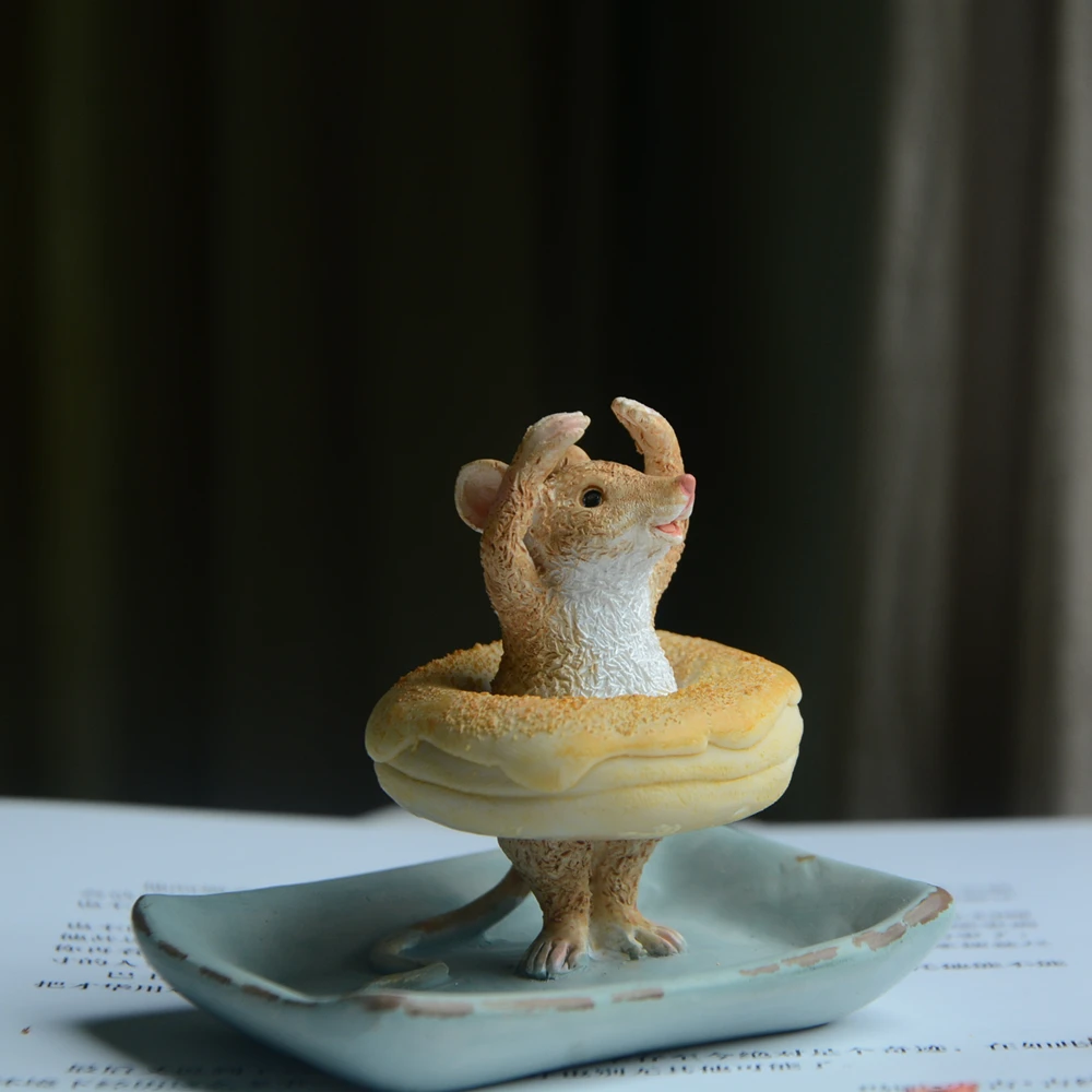 Mini Mice and Cat Resin Figurines for Home Decor Mice Mouse Rat Ornaments Miniature Fairy Garden Animal decoration gifts