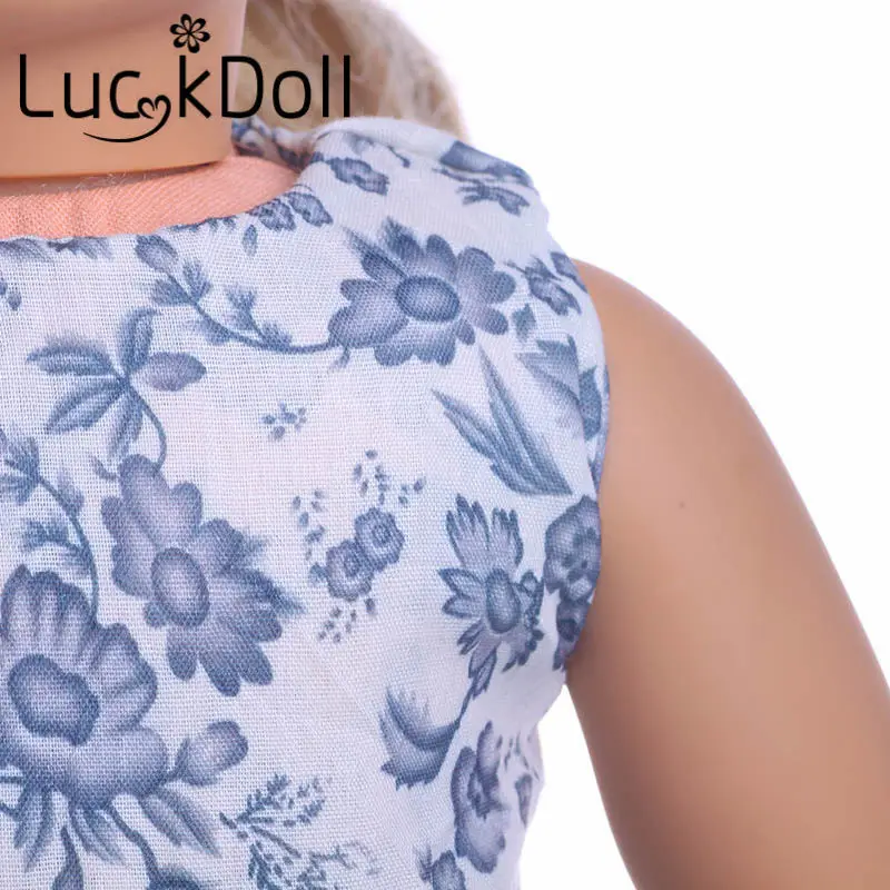 Платье LUCKDOLL без рукавов с круглой шеей для кукол размером 43 см или 18 дюймов