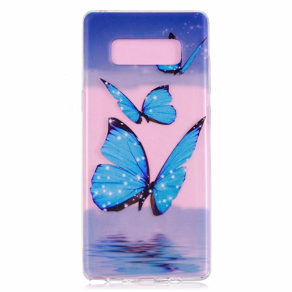 Чехол для Note 8 ультра тонкий мультфильм бабочка Силиконовые Мягкий чехол ТПУ Samsung