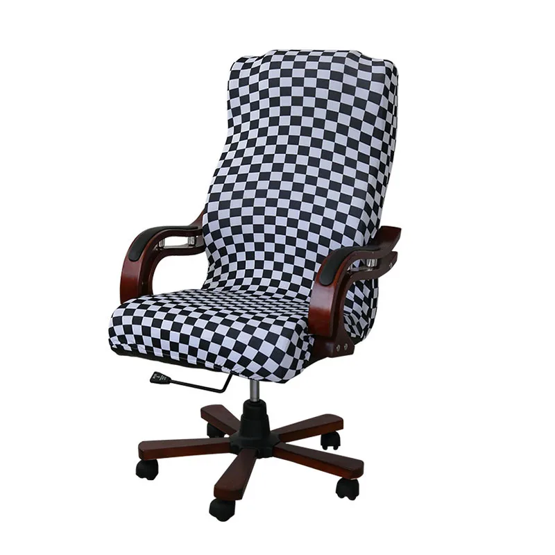 Plaid Мебельные чехлы из ткани-стретч для компьютерного кресла из полиэстера и эластичной ткани стул для конференц-зала крышка вращающаяся подъемная крышка кресла - Цвет: Plaid