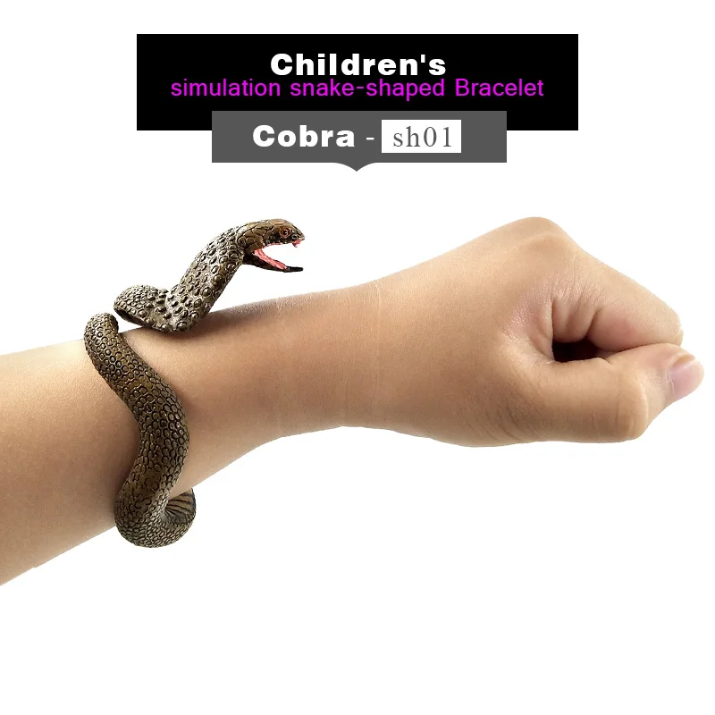 Cobra Хэллоуин браслет-змейка животных подвижная фигурка-модель пластиковые веселый подарок для детей Обучающие Детские для мальчиков и девочек с принтом сада горячие игрушки - Цвет: Cobra
