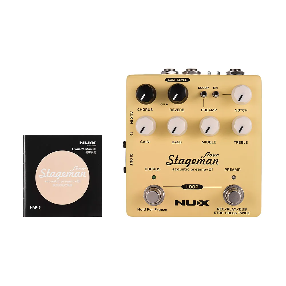 NUX Stageman Напольная акустическая педаль + DI Effect Pedal с хором реверберации Freeze 60s Loop для