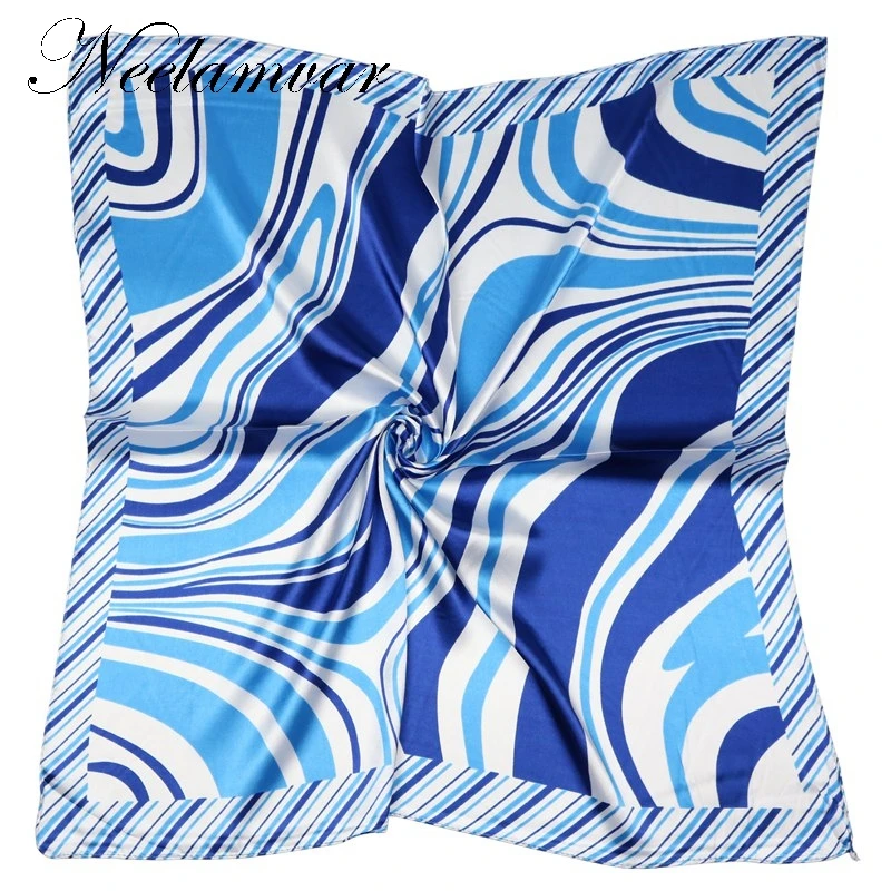 Женский Шелковый Мини шарф для офиса атласный квадратный шейный платок шарфы в