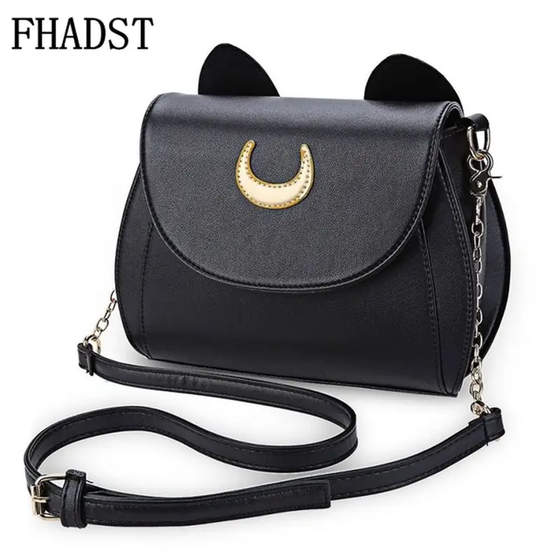 FHADST Летняя женская сумка Сейлор Мун черная луна кошка форма цепь на плечо из