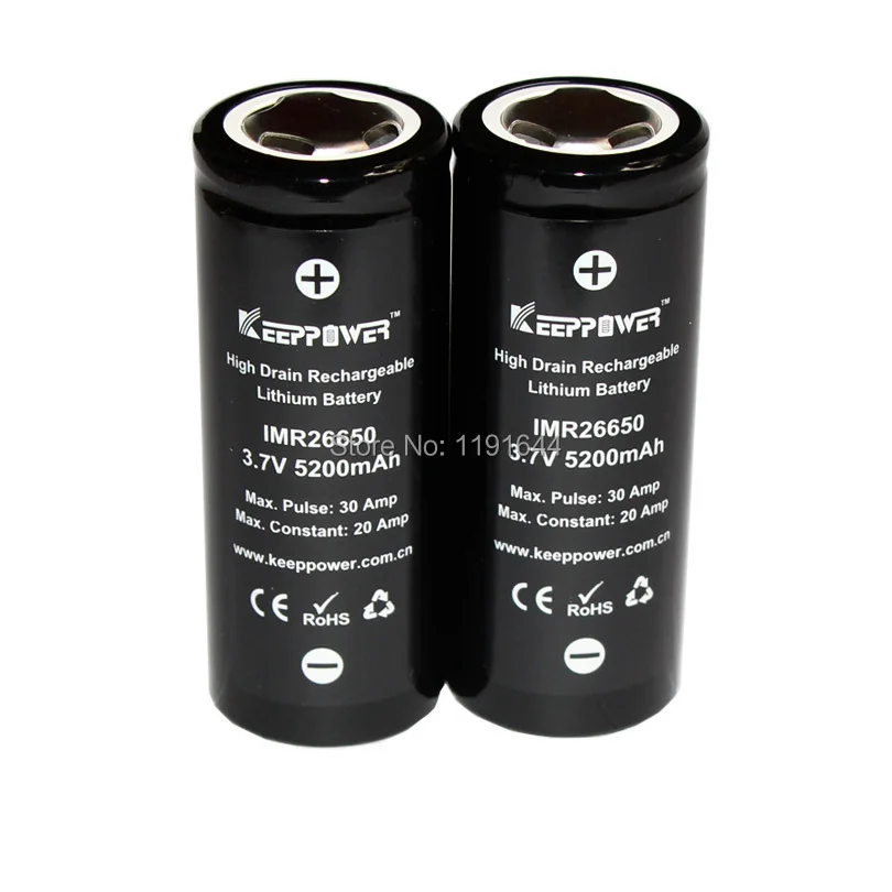 Оригинальный аккумулятор Keeppower 6 шт./лот 3 7 В IMR 26650 5200 мАч макс. ток 30 А литий ионный