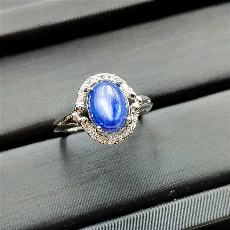 9x7mm Natural Kyanite Ring Healing Round Shape AAAAA Cat Eye Party Luxury Wedding Adjustable Fashion Rings Jewelry Drop Shipping | Украшения